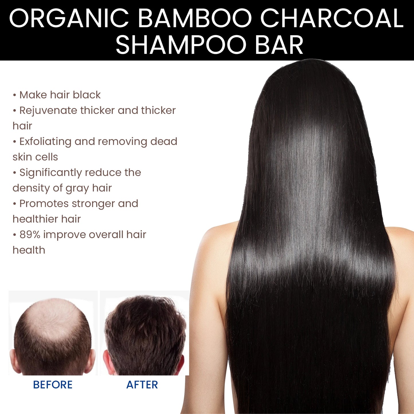 CharClean™ Bamboo Charcoal Shampoo Bar – Deep Scalp Detox & Hair Thickening
