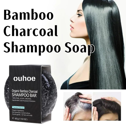 CharClean™ Bamboo Charcoal Shampoo Bar – Deep Scalp Detox & Hair Thickening